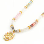 Natural Color Stone Pearl OT-Clasp Necklace