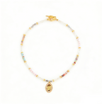 Natural Color Stone Pearl OT-Clasp Necklace