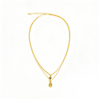 Euro-American Layered Clavicle Necklace - Coin & Cross Pendant