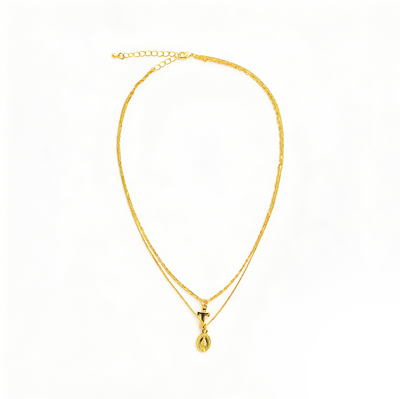 Euro-American Layered Clavicle Necklace - Coin & Cross Pendant