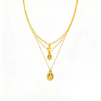 Euro-American Layered Clavicle Necklace - Coin & Cross Pendant