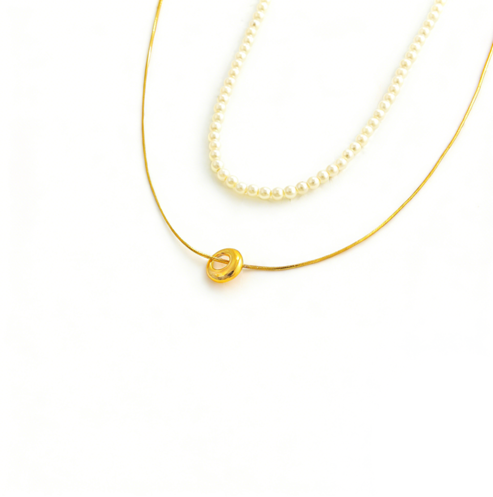 Korean Minimalist Small Rice Pearl Layered Necklace