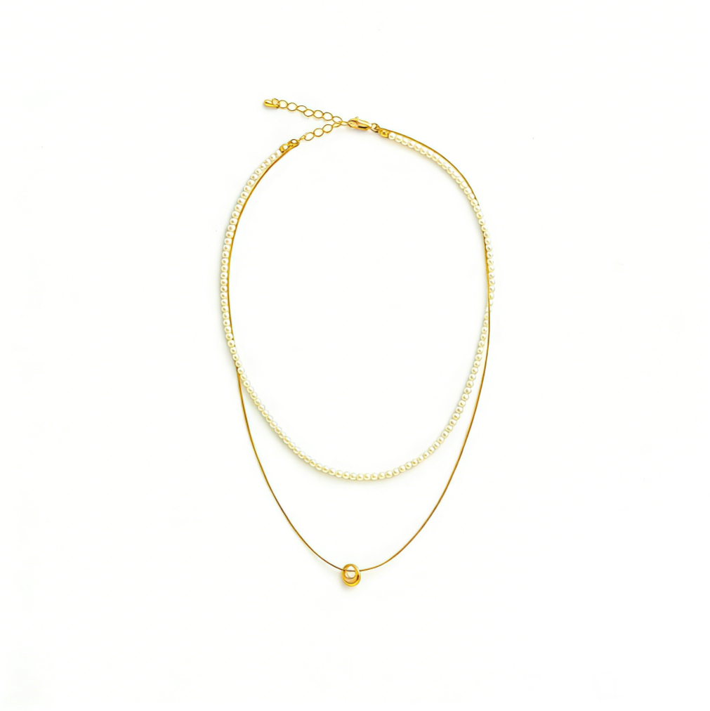 Korean Minimalist Small Rice Pearl Layered Necklace