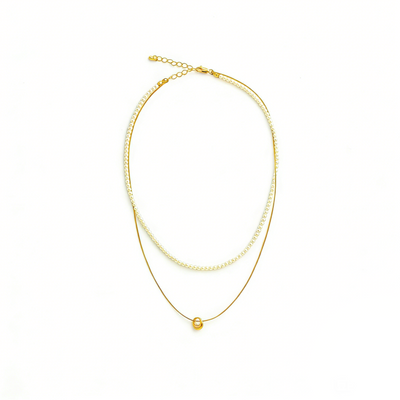 Korean Minimalist Small Rice Pearl Layered Necklace