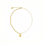 Adjustable Pull Chain Round Pearl Asymmetric Necklace