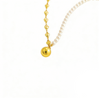 Adjustable Pull Chain Round Pearl Asymmetric Necklace