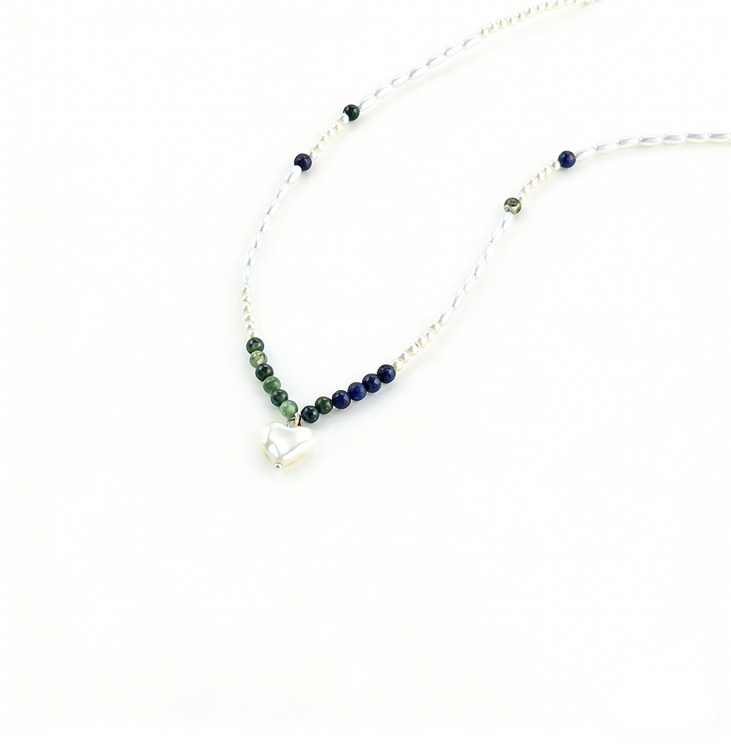 Ins-Style Natural Stone Heart Pendant Necklace