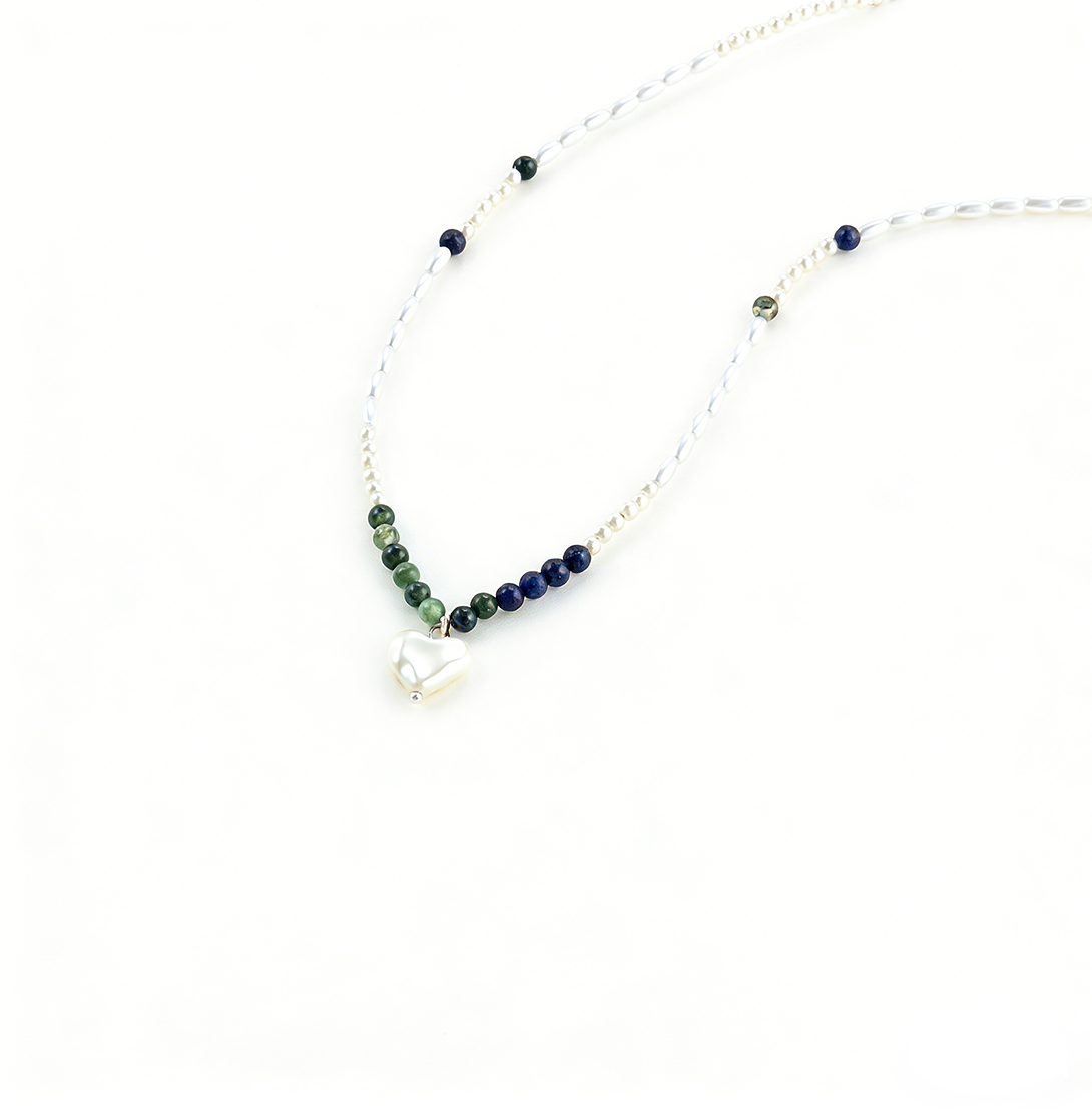 Ins-Style Natural Stone Heart Pendant Necklace