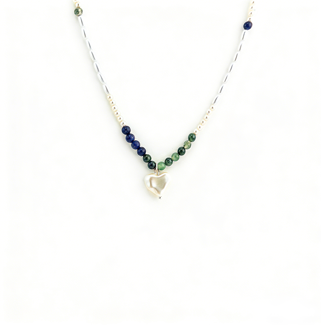 Ins-Style Natural Stone Heart Pendant Necklace