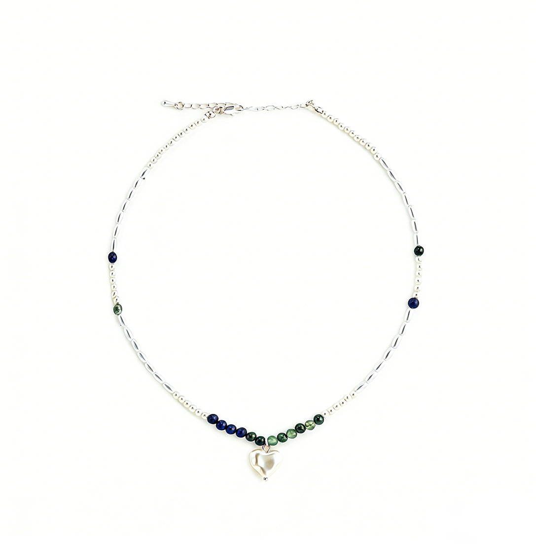 Ins-Style Natural Stone Heart Pendant Necklace