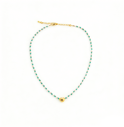 Natural Crystal 3D Heart Beaded Necklace