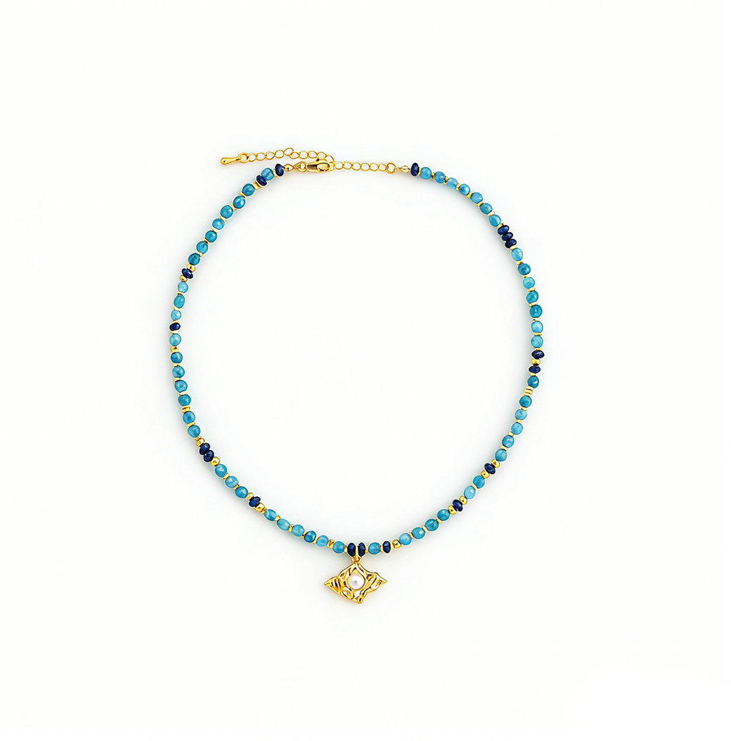 Retro Lapis Lazuli Beaded Necklace