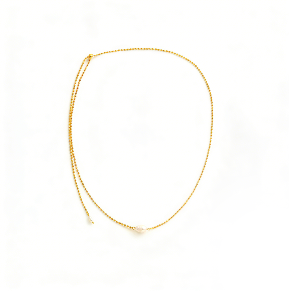 Adjustable Length Sweater Necklace - Single Pearl Minimalist