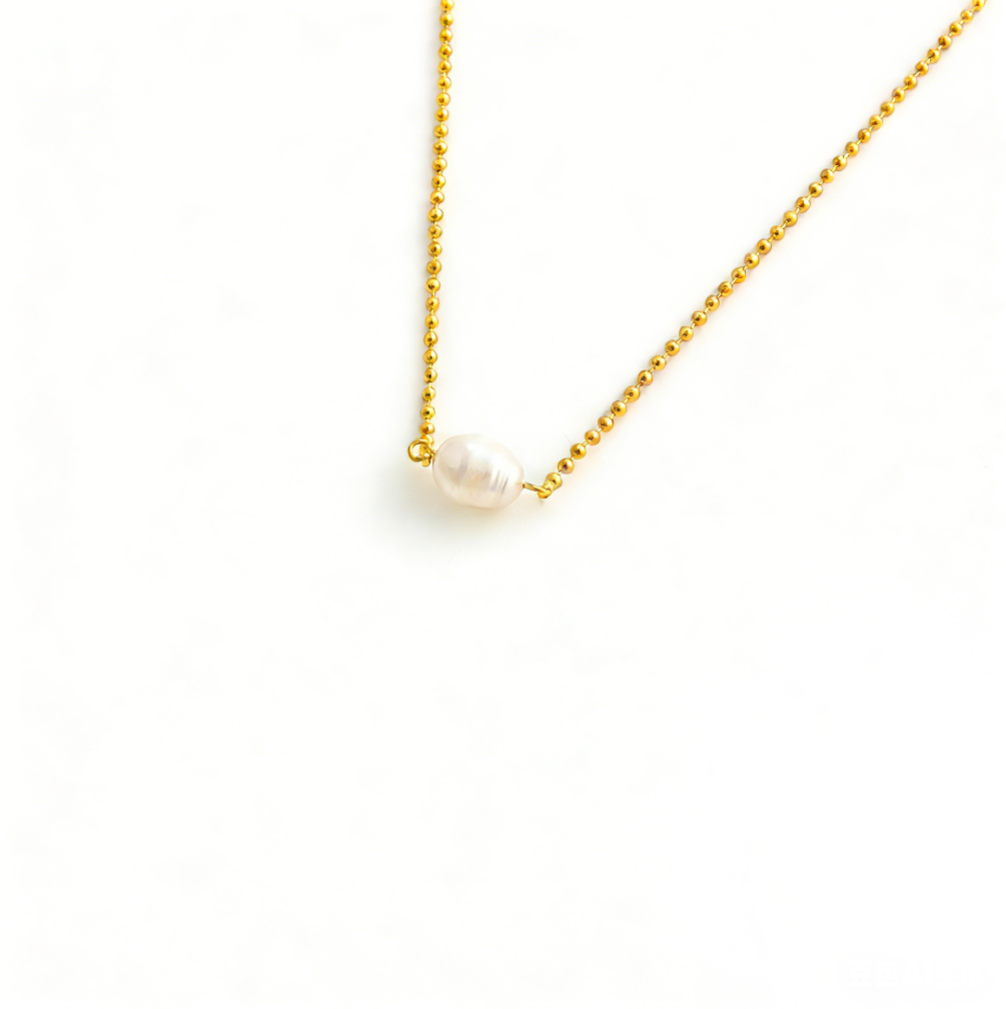 Adjustable Length Sweater Necklace - Single Pearl Minimalist