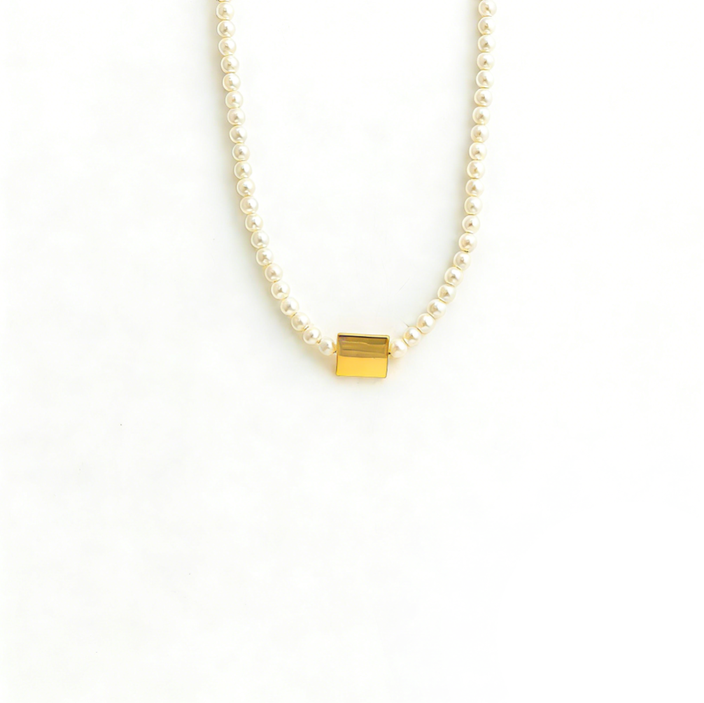 Pull-Adjustable French Vintage Square Pearl Necklace