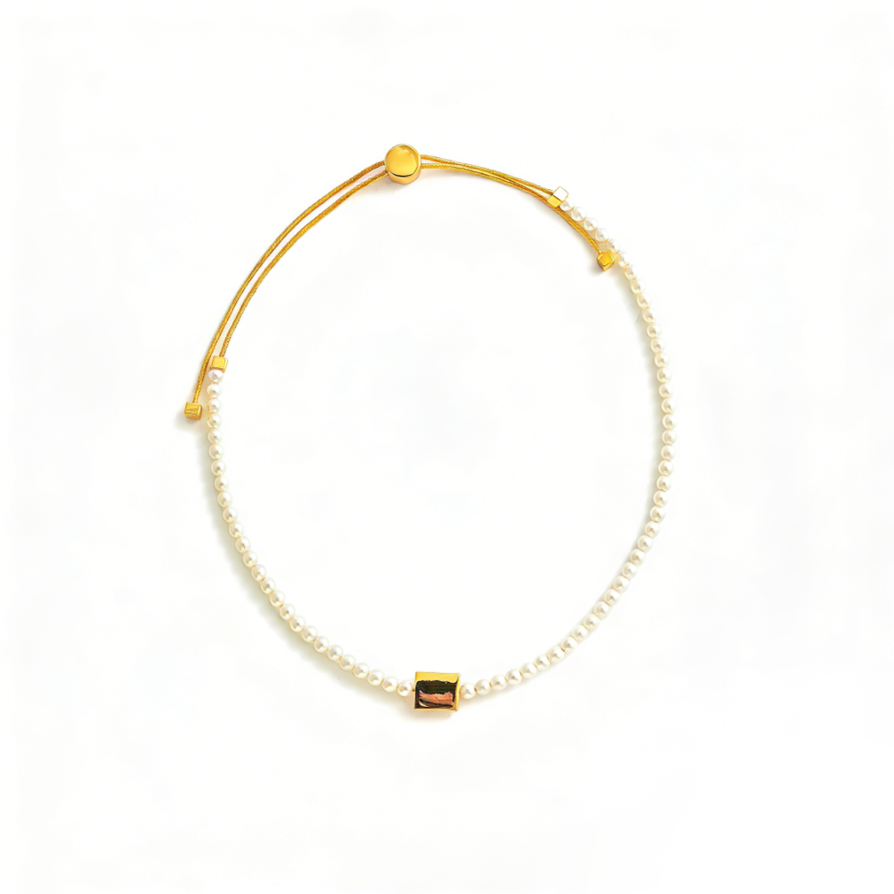 Pull-Adjustable French Vintage Square Pearl Necklace