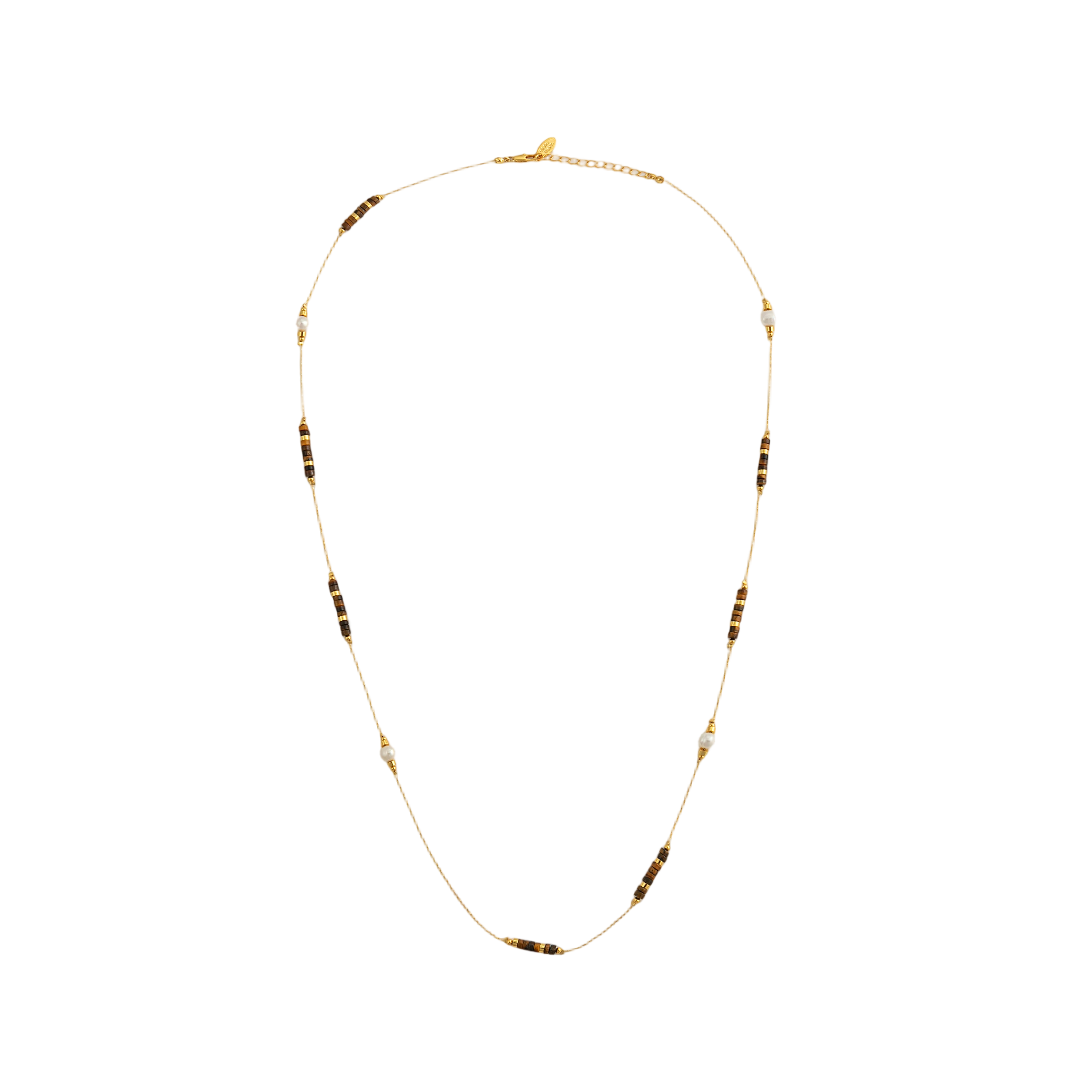 Tiger Eye Baroque Pearl Double-Layer Necklace