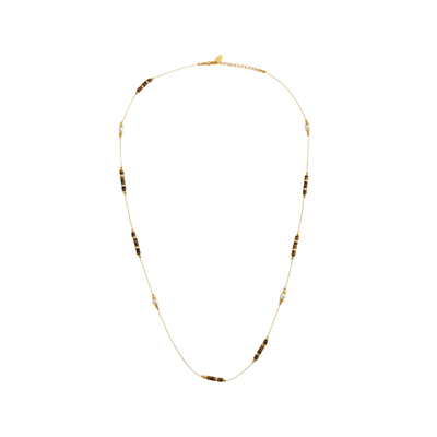 Tiger Eye Baroque Pearl Double-Layer Necklace