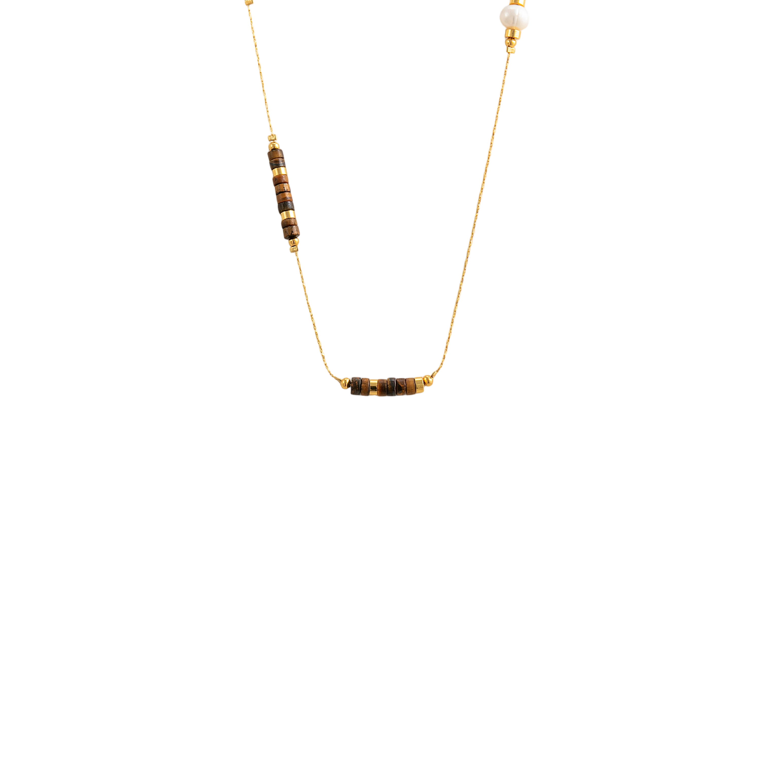 Tiger Eye Baroque Pearl Double-Layer Necklace