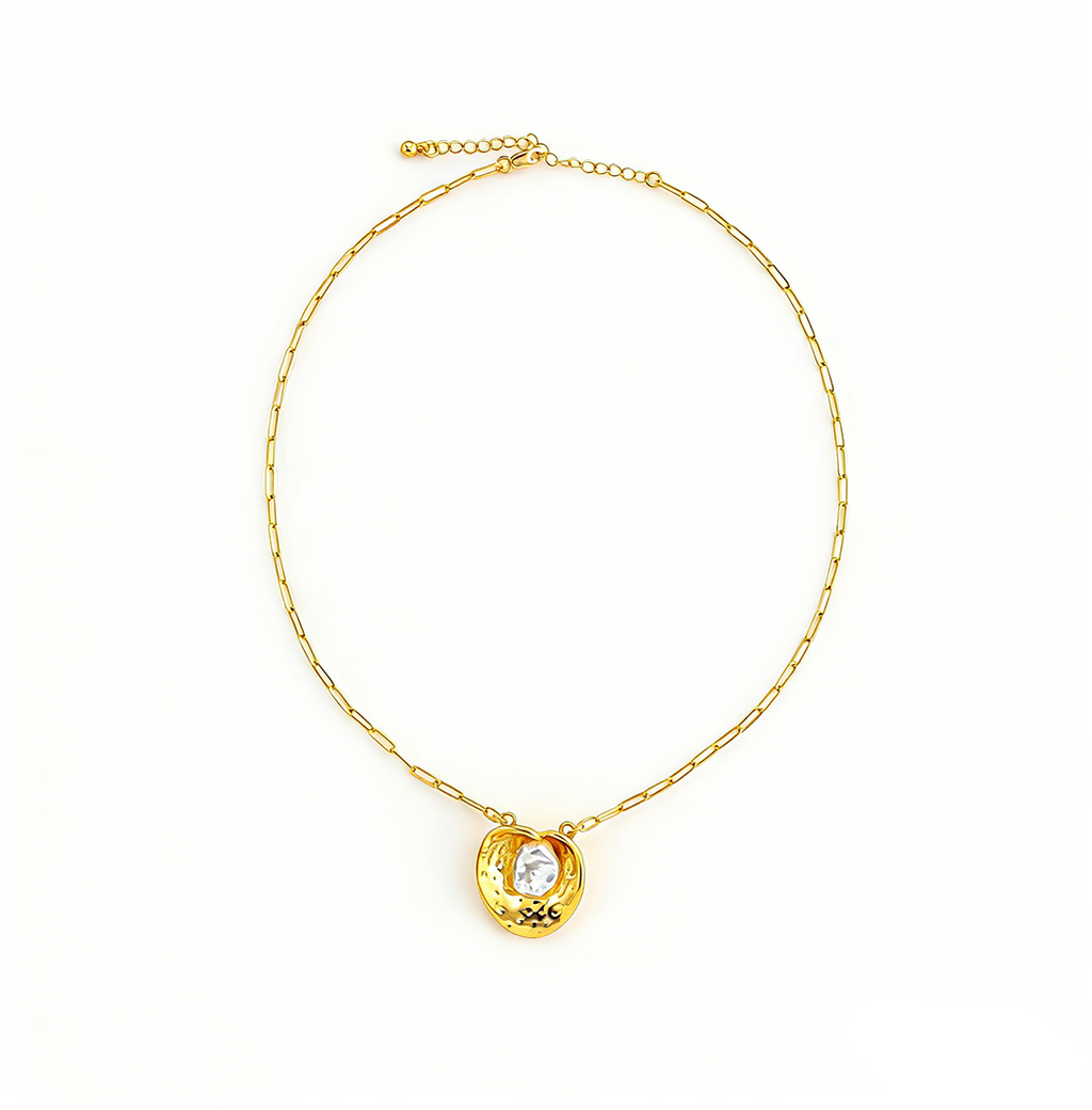 Fashionable Sweet Cool Metal Heart Pearl Pendant Necklace