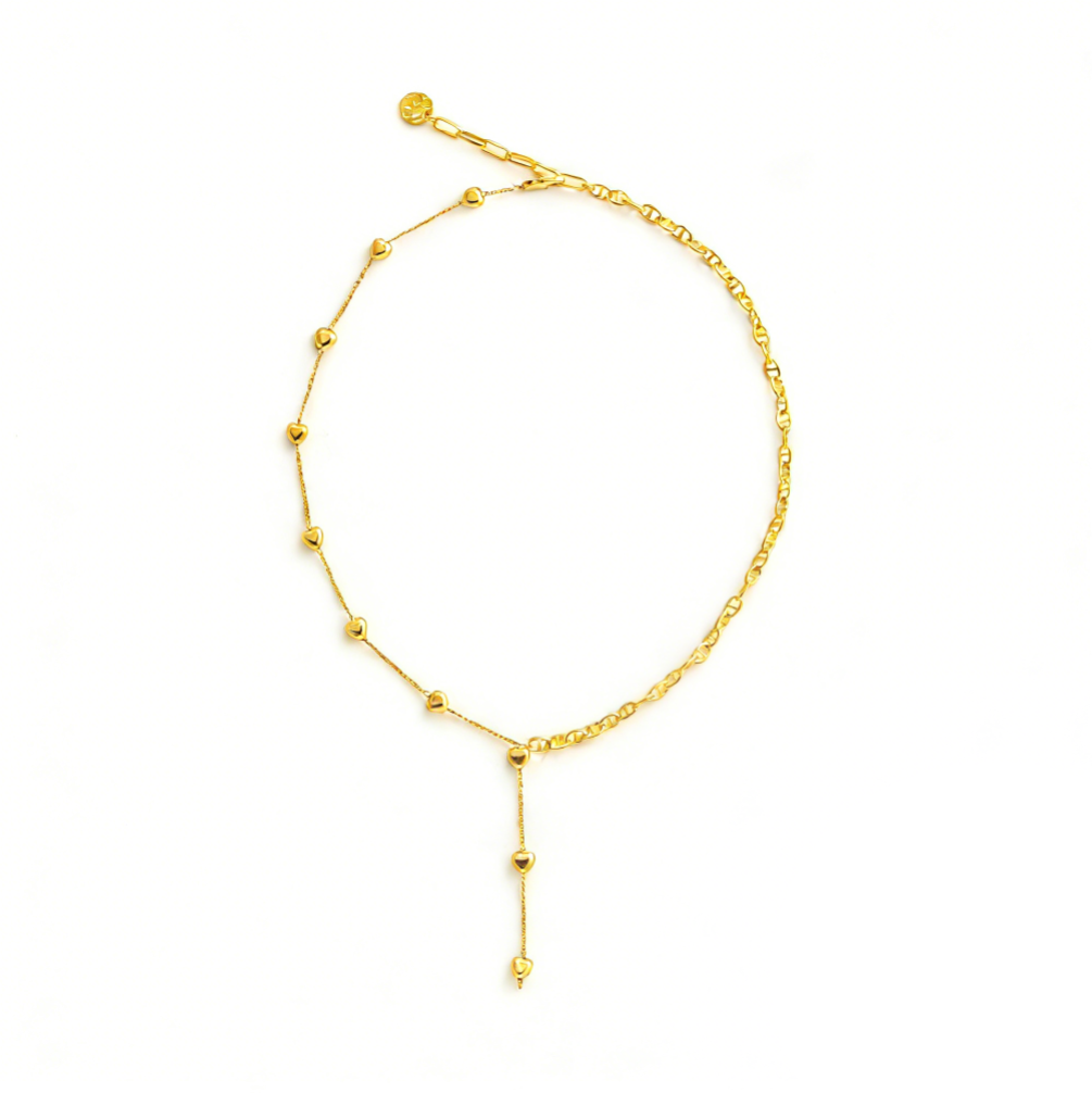 Trendy Metal Pig Nose & Heart Spliced Y-Necklace