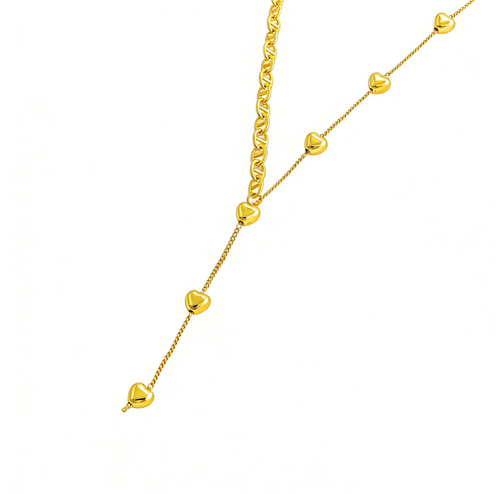 Trendy Metal Pig Nose & Heart Spliced Y-Necklace