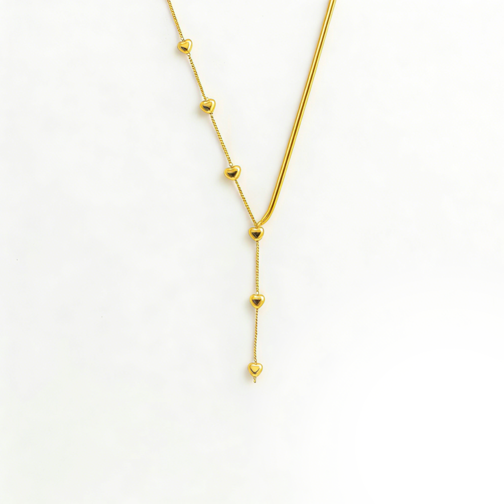 Trendy Metal Pig Nose & Heart Spliced Y-Necklace