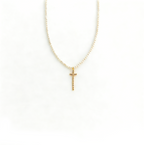 Gentle Fairy Pearl Chain Cross Pendant Necklace