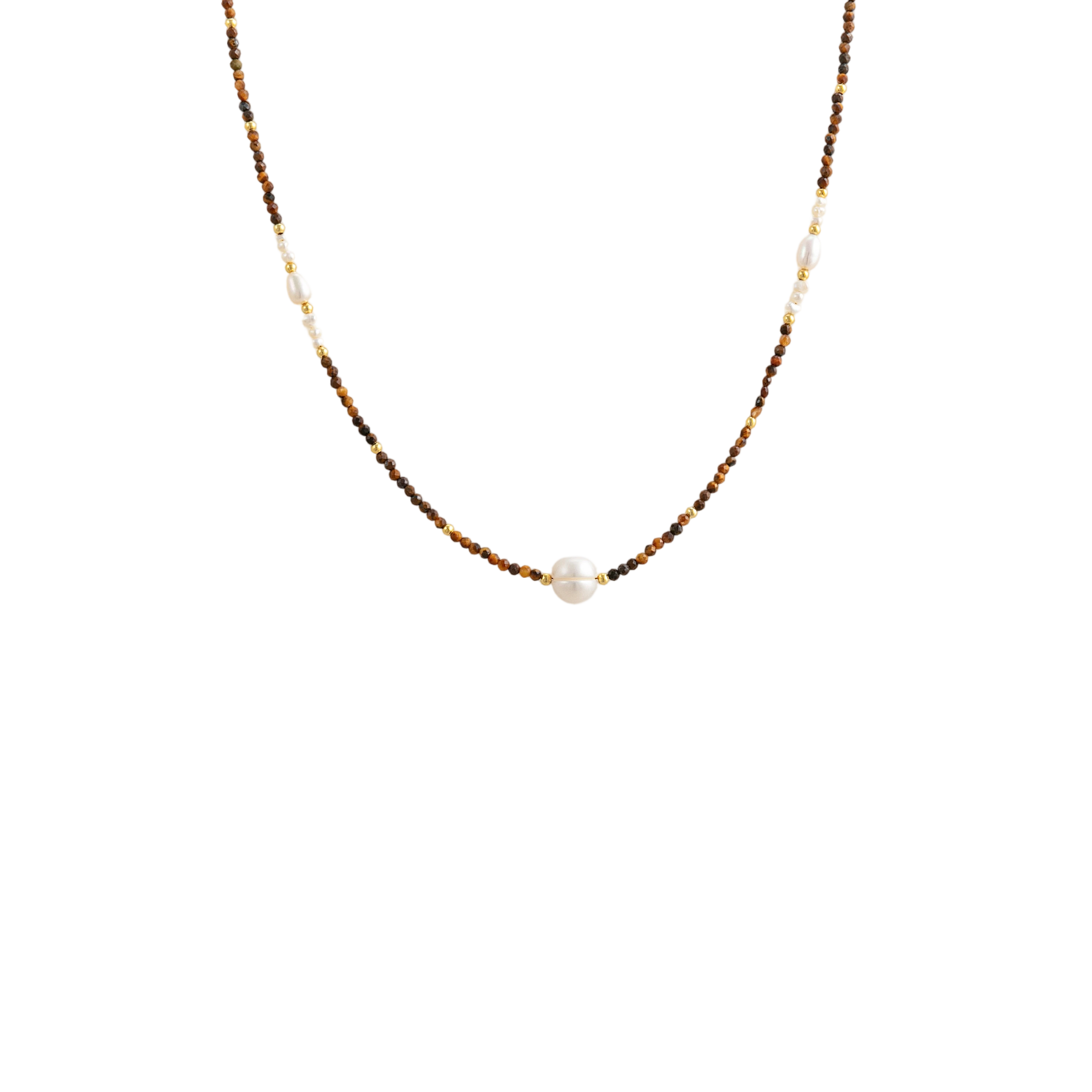 Freshwater Pearl & Tiger Eye Beaded Necklace