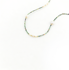 Natural Malachite Beaded Freshwater Pearl Necklace