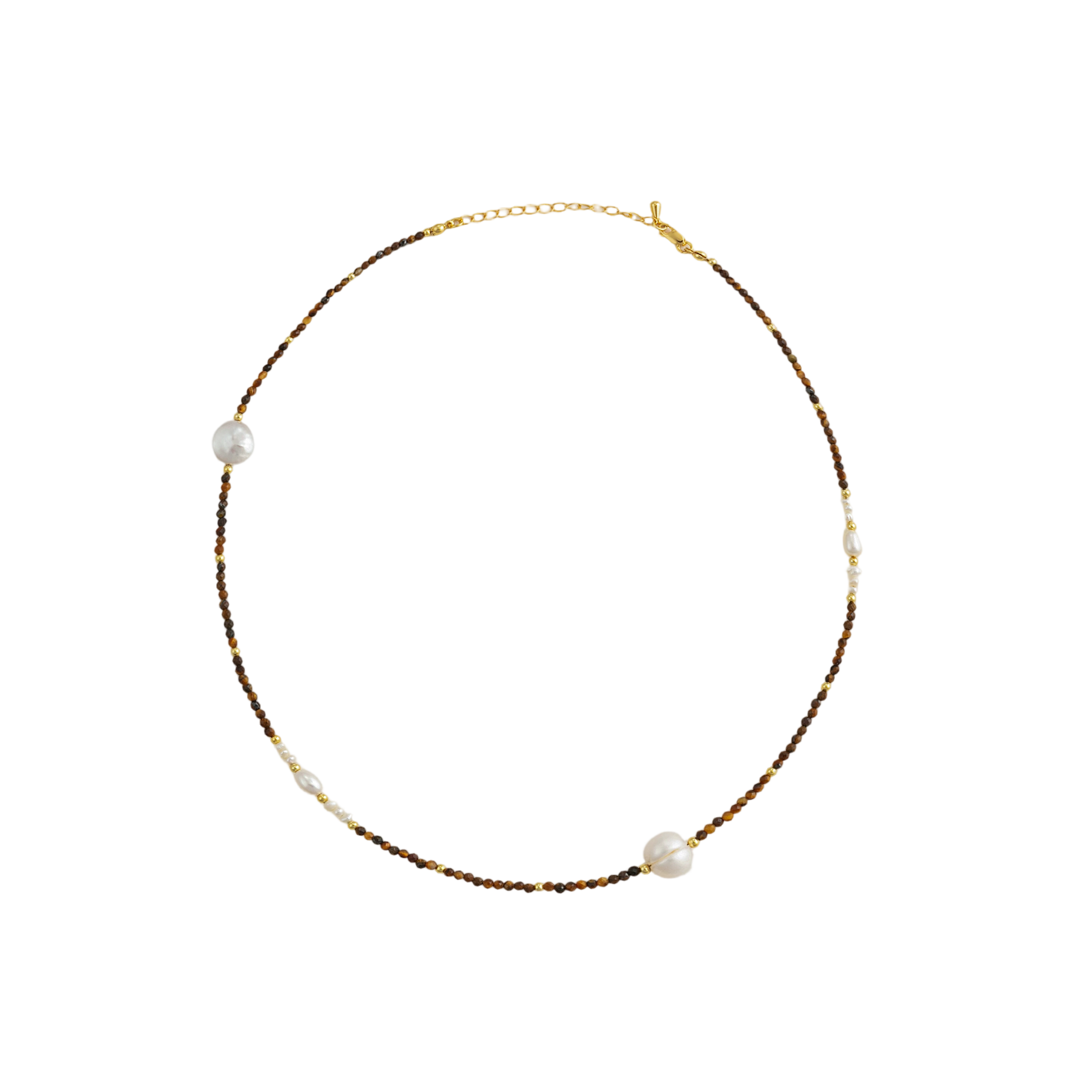 Freshwater Pearl & Tiger Eye Beaded Necklace