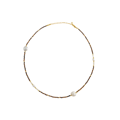 Freshwater Pearl & Tiger Eye Beaded Necklace