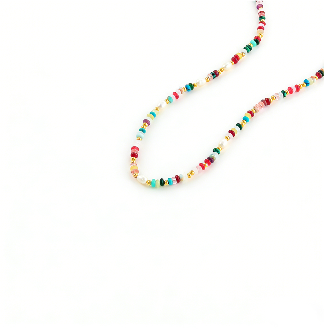 Versatile Colorful Agate Natural Stone Beaded Pearl Necklace