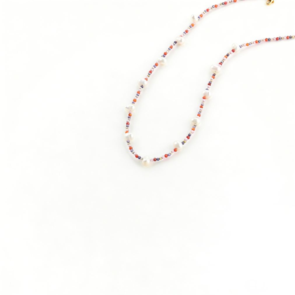 Natural Freshwater Pearl Colorful Beaded Necklace