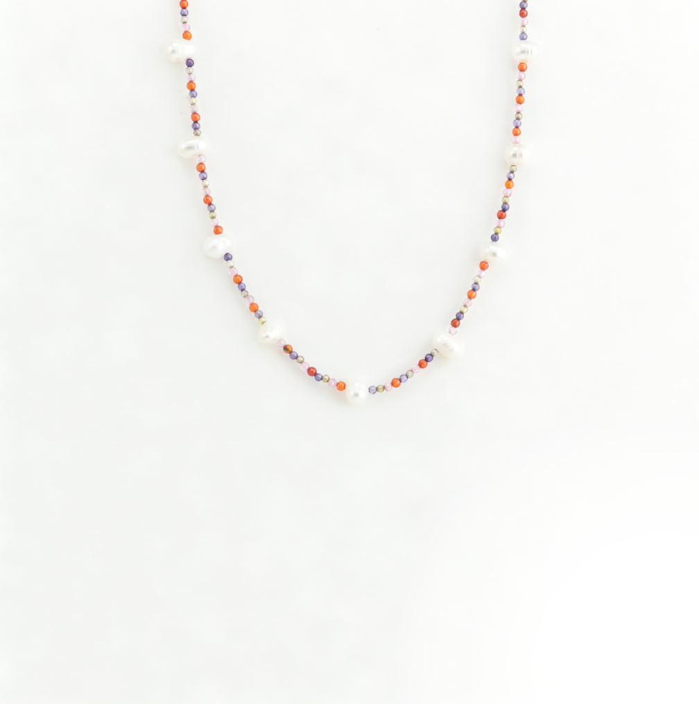 Natural Freshwater Pearl Colorful Beaded Necklace