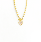 Metal Pearl Spliced Heart OT Clasp Necklace
