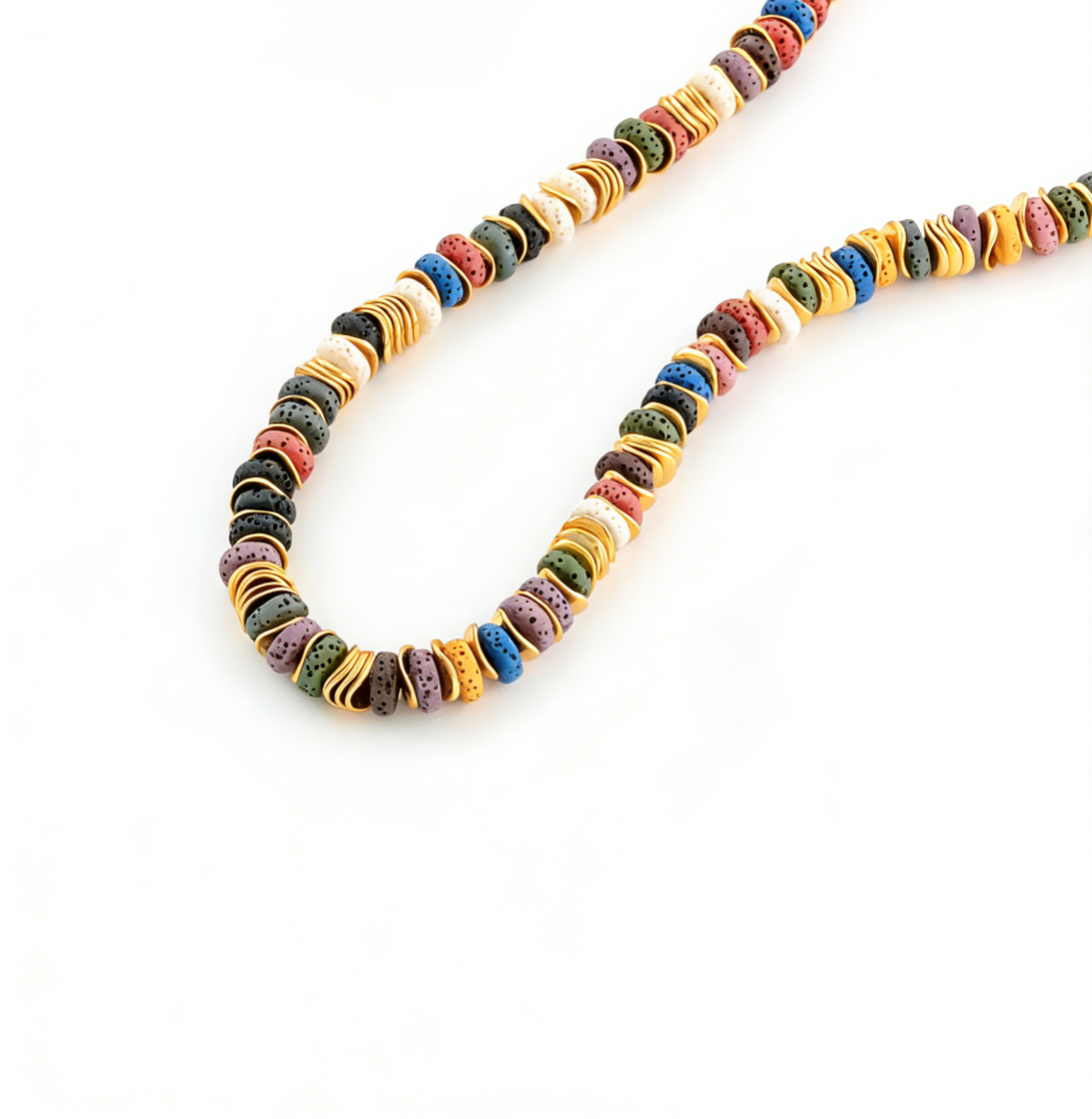 Colorful Volcanic Stone Beaded Necklace