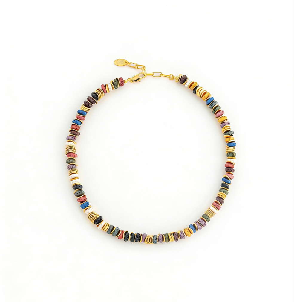 Colorful Volcanic Stone Beaded Necklace